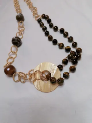 Collana occhio di tigre e madreperla