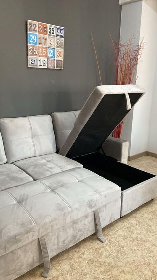 Sofá Cama Pau Gris con Arcón Reversible