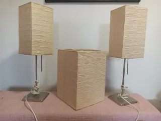 Set di 2 Lampade da Comodino + Paralume a Soffitto