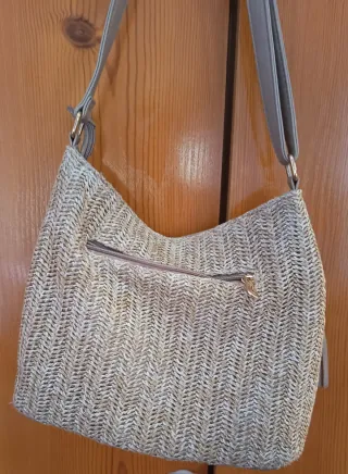 Bolso de rafia con cremallera doble