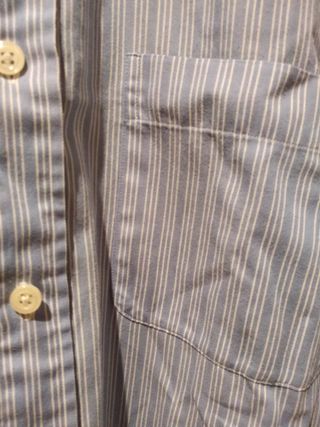 Camisa Azul de Manga Larga de Rayas Blancas