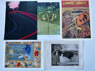 Raccolta di carta antica e ritagli di riviste, libri