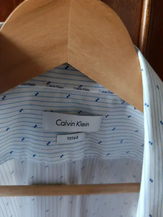 Camisa Calvin Klein Rayas Fitted Talla S