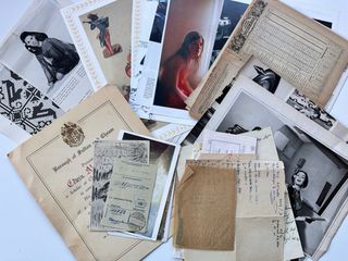 Lote di carta antica, ritagli da libri e riviste