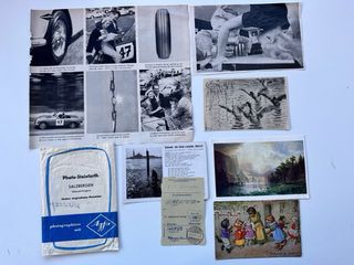 Lote di carta antica, ritagli da libri e riviste