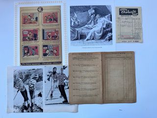 Lote di carta antica e ritagli da libri e riviste