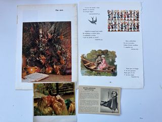 Lote di carta antica e ritagli da libri e riviste