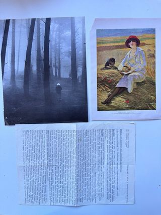 Lote di carta antica e ritagli da libri e riviste