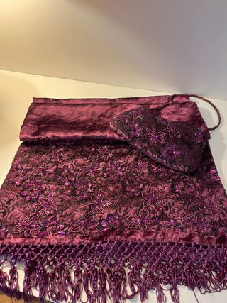 Fular chal y bolso fiesta morado