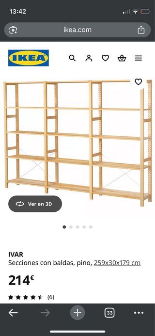 Scaffale IVAR 3 sezioni in legno