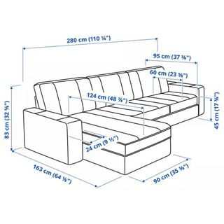 Sofá KIVIK 3 plazas + chaiselongue Tibbleby gris
