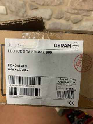 10unid OSRAM LEDTUBE T8 EM VAL 600