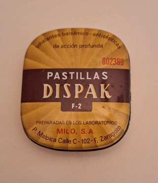 Caja metálica vintage Pastillas Dispak F-2