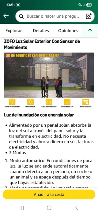 Luz solar con sensor nuevo precintado