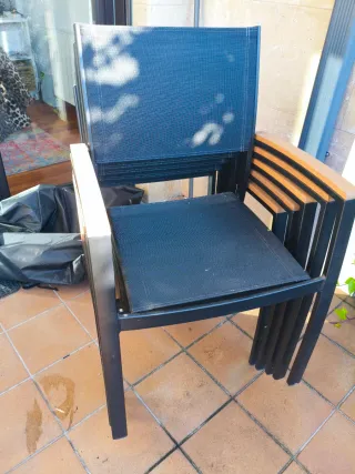 Mesa de jardín extensible con 6 sillas