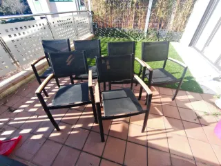 Mesa de jardín extensible con 6 sillas
