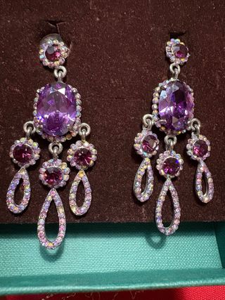 Orecchini pendenti argento 925 con pietre viola