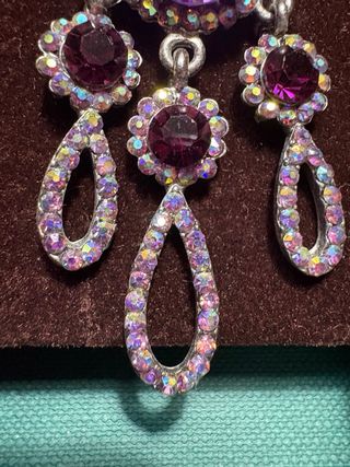 Orecchini pendenti argento 925 con pietre viola