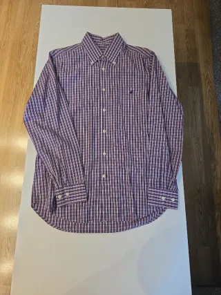 Camisa Genfins Cuadros Morado y Blanco