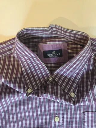 Camisa Genfins Cuadros Morado y Blanco