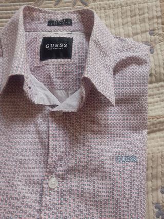 Camisa Guess rosa y blanca Roja y azul Original