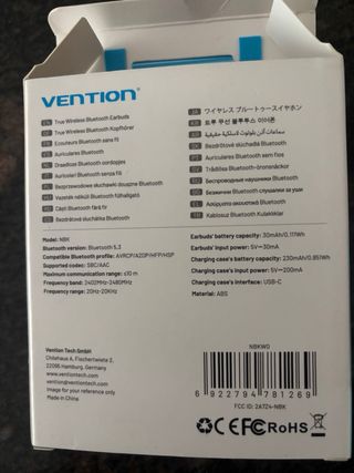 Auriculares Vention ELF E06 Bluetooth 5.3 Blancos