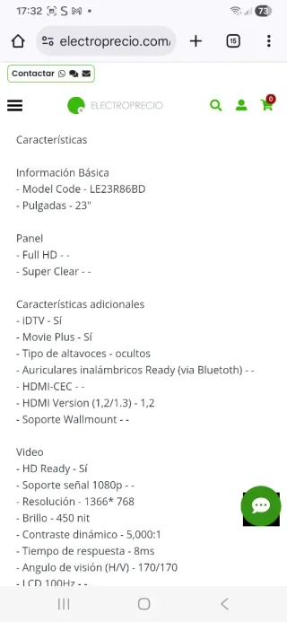 Samsung TV 23 no Smart TV