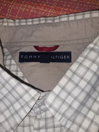 Camisa Tommy Hilfiger cuadros gris y blanco
