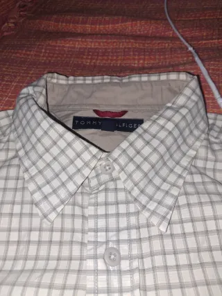 Camisa Tommy Hilfiger cuadros gris y blanco