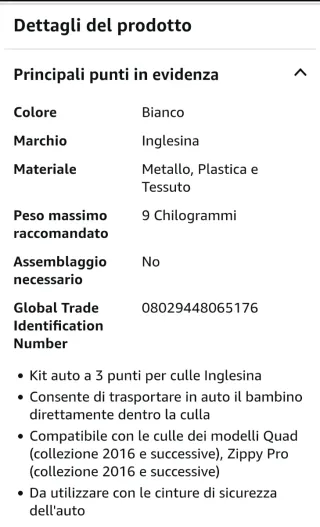 Kit Auto Inglesina Carry cot 3P