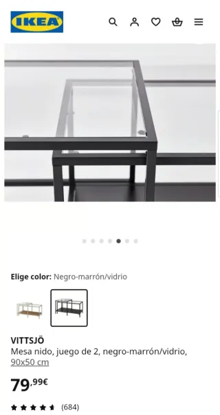 Mesa nido IKEA VITTSJÖ negro-marrón/vidrio