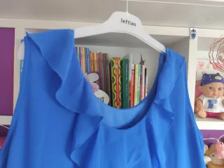 Vestido gasa azul flores