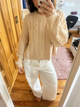 Jersey crema trenzado Pull&Bear