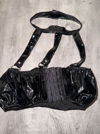 Top Baile Sexy Charol Negro