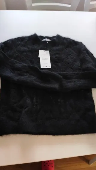 Jersey lana calado mujer negro M