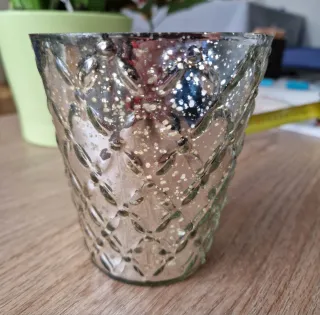 Vaso in vetro metallizzato dorato e argentato