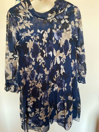 Vestido floral azul y beige talla 36