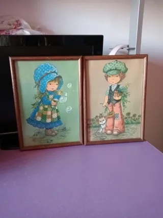 2 Quadri Infantili con Cornice in Legno