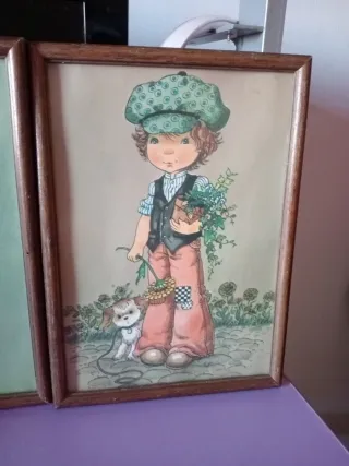 2 Quadri Infantili con Cornice in Legno