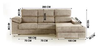 Divano chaise longue grigio con cassetto