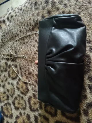 Bolso negro piel auténtica, Hombro y Cartera