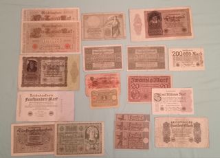 Lotto di Banconote Tedesche Antiche - Guerra Mondiale