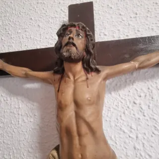 Crucifijo Jesucristo Ojos Cristal Años 50 OFERTA