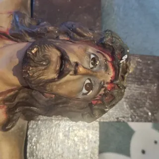 Crucifijo Jesucristo Ojos Cristal Años 50 OFERTA