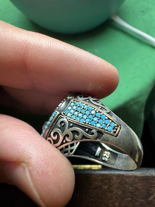 Anillo Plata 925 Topaz Naranja Turquesa