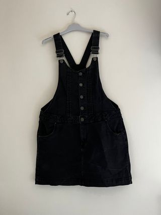 Vestido Peto Vaquero Zara Talla L Negro