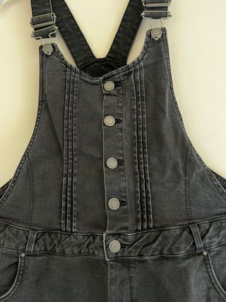 Vestido Peto Vaquero Zara Talla L Negro