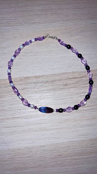 Collar perlas y piedras naturales morado