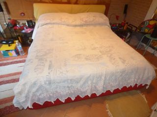 Copriletto matrimoniale filet artigianale