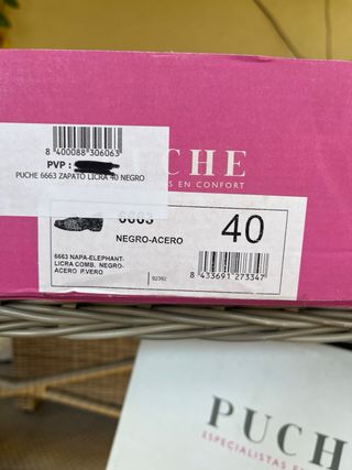 Zapatos anchos Puche Piel Talla 40 Negro/Dorado